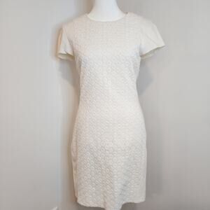 Diane von Furstenberg Womens 8 Ivory Pele Eyelet Cap Sleeve Sheath Dress
